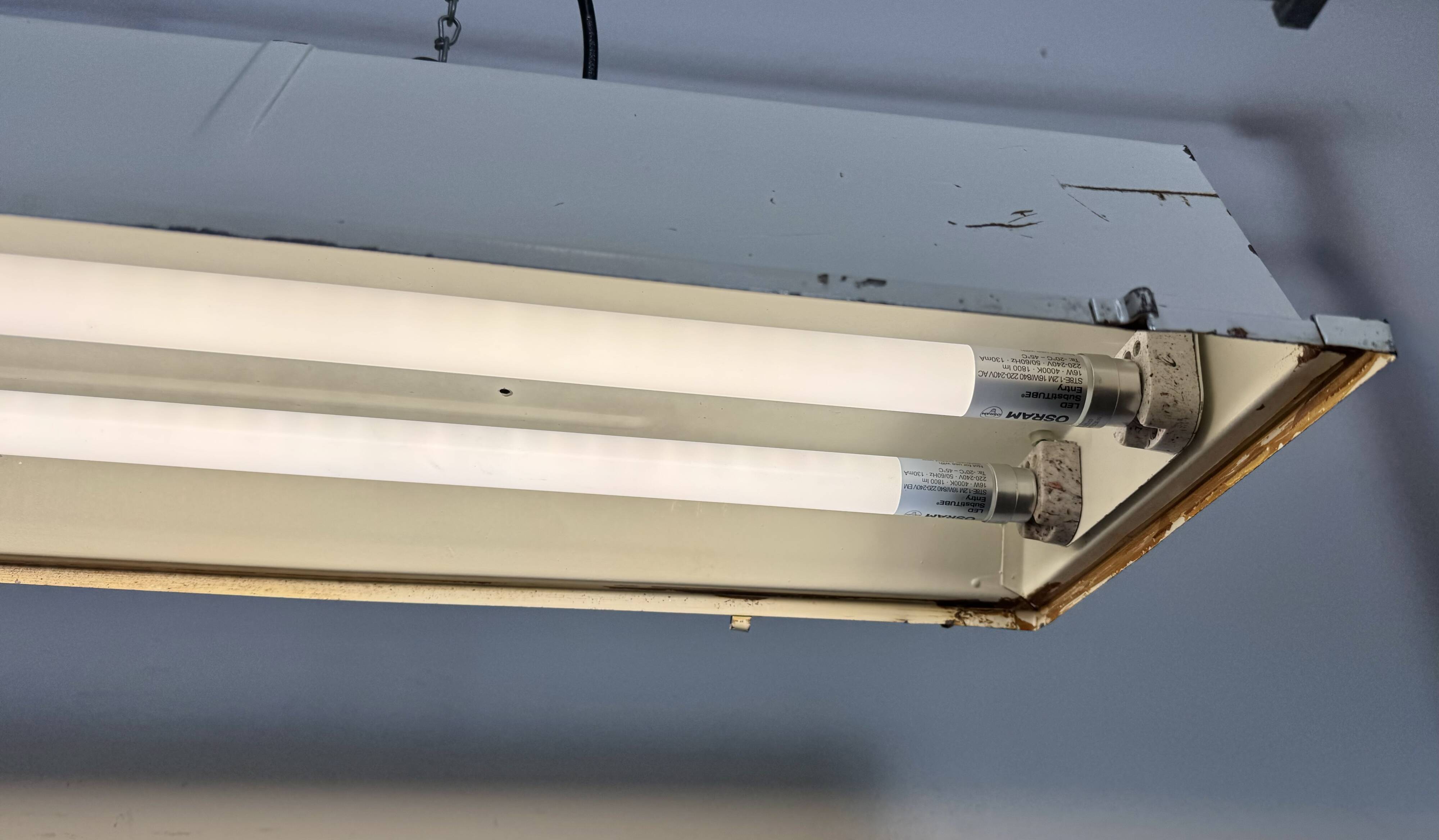 Beige Industrial Hanging Tube Light from Famor , 1970s