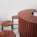 Sika Møbler vintage Bar mit 4 Barhocker aus Teak
