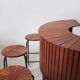Sika Møbler vintage Bar mit 4 Barhocker aus Teak