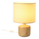 Table lamp in solid elm, France, circa 1970.