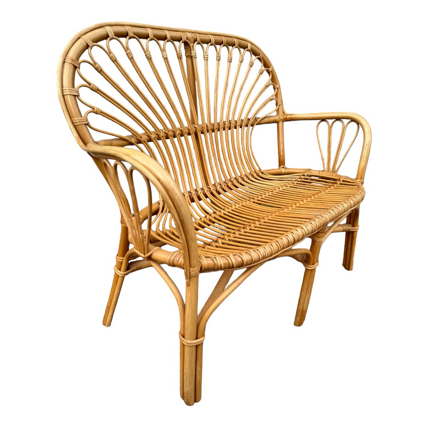 Canapé 2 places en Rotin année 70