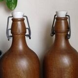 Lot of 2 old bottles in glazed stoneware