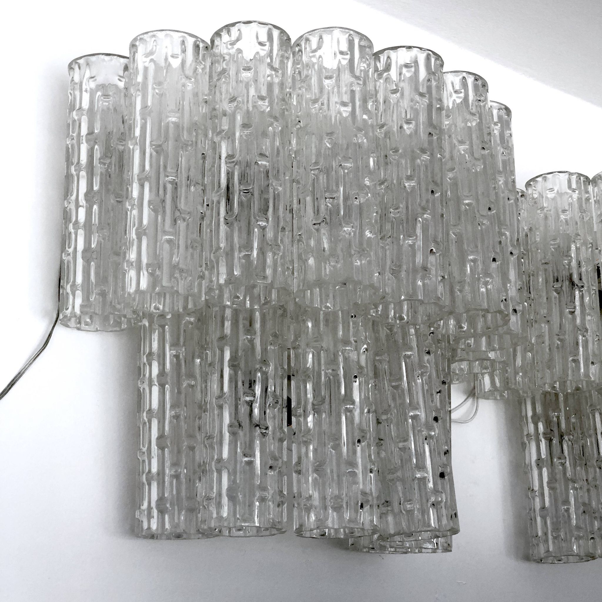 Mid-century Italian Clear Murano glass sconces. Set of two