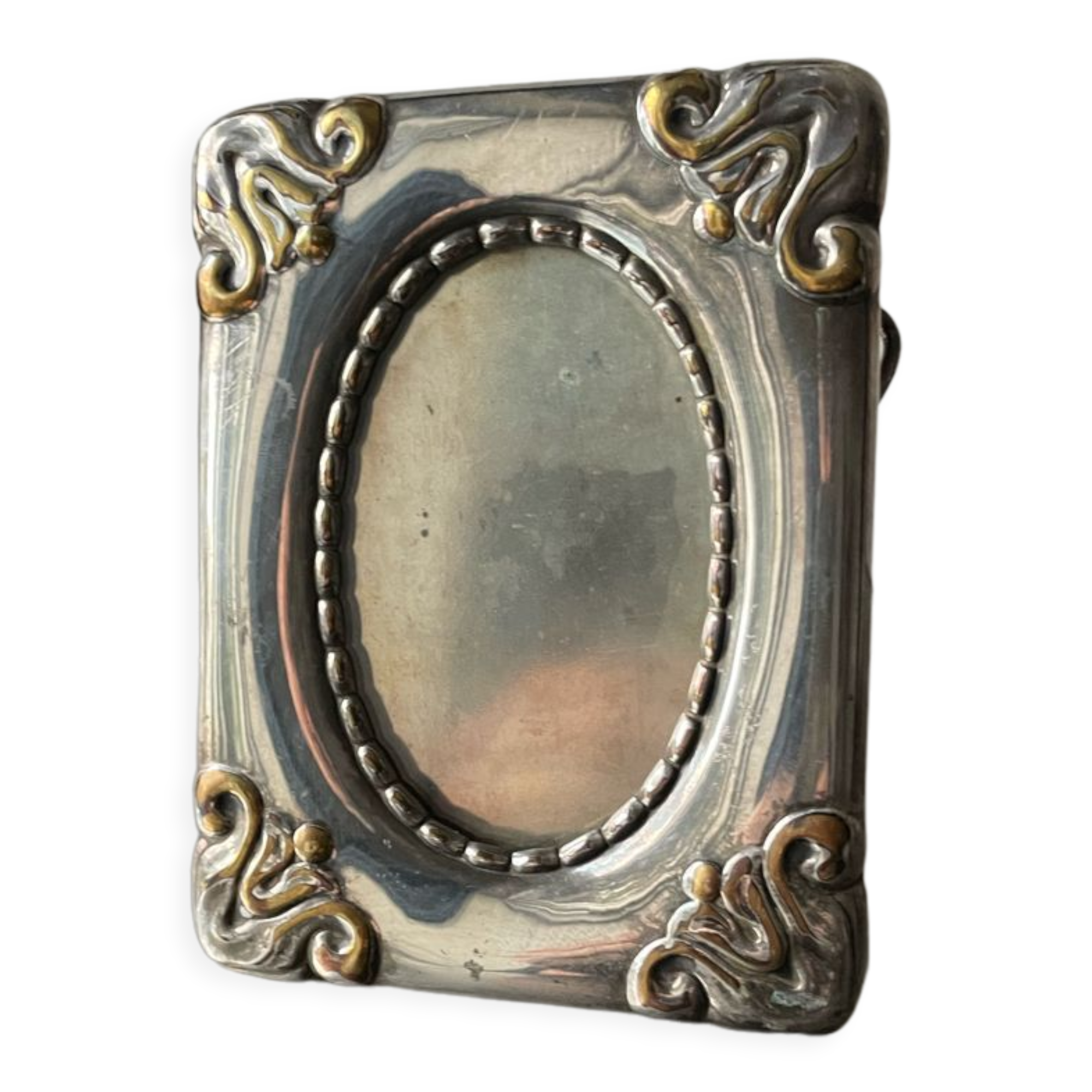 Art nouveau metal silver plated picture frame