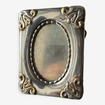 Art nouveau metal silver plated picture frame