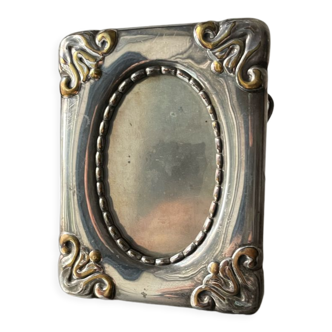 Art nouveau metal silver plated picture frame