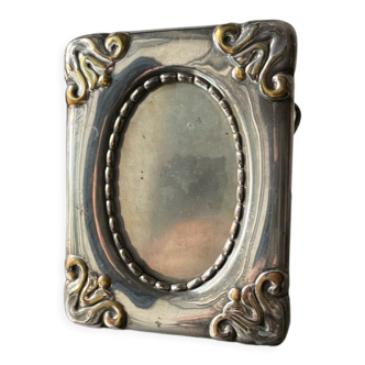 Cadre photo plaqué argent métal art nouveau