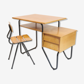 Bureau et chaise enfant des année 60