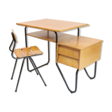 Wooden school desk and chair
