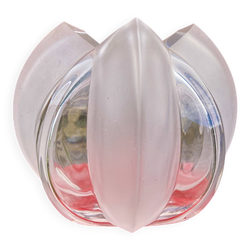 Vase en cristal polylobé en partie satiné art glass vintage design 70