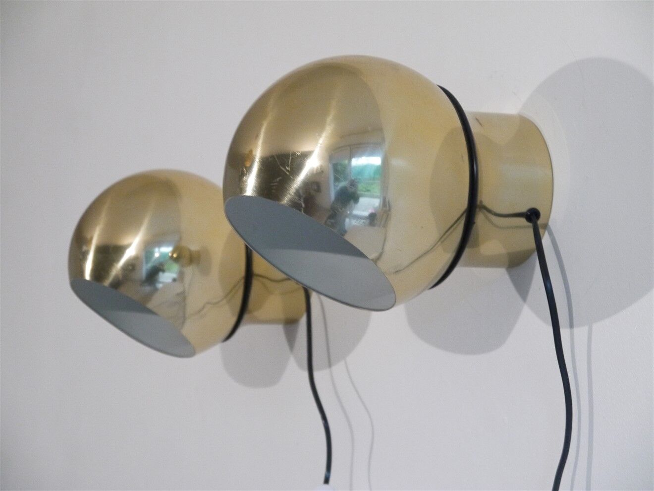Pair of Scandinavian brass wall lamps 1970