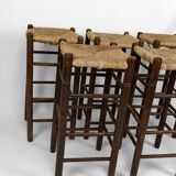 Set of 5 bar stools in the style of Charlotte Perriand, Mid-Century, France