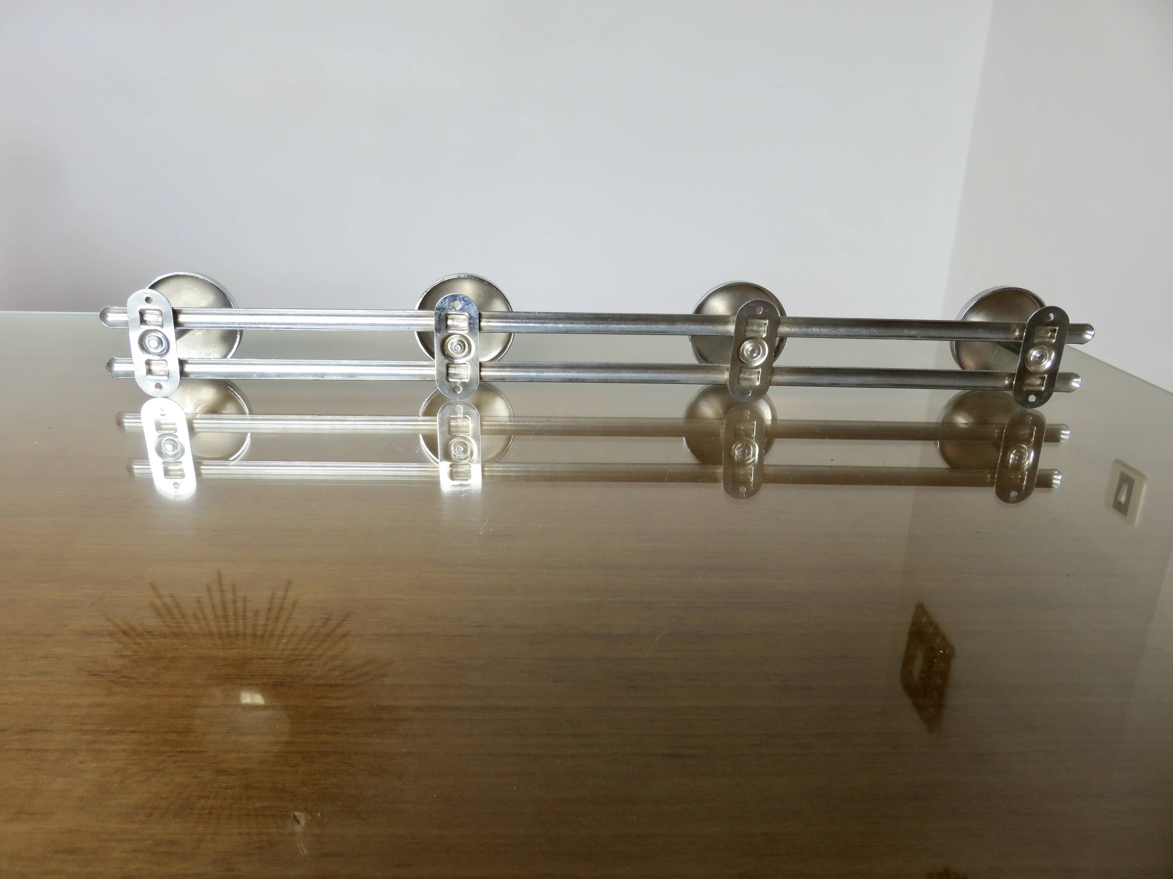 Wall coat rack with 4 hooks in chrome metal 1970