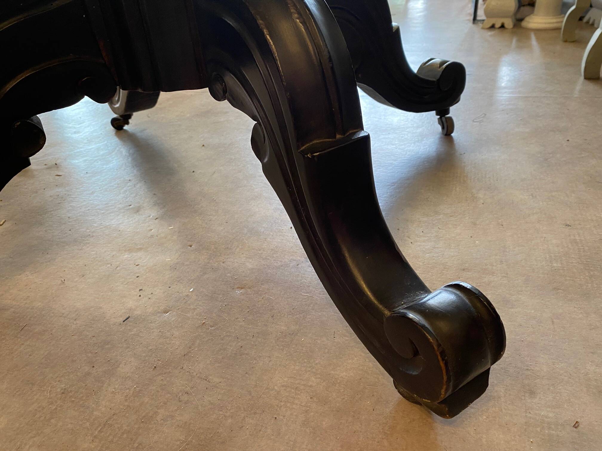 napoleon iii violin table mahogany top with drawers legs with castors