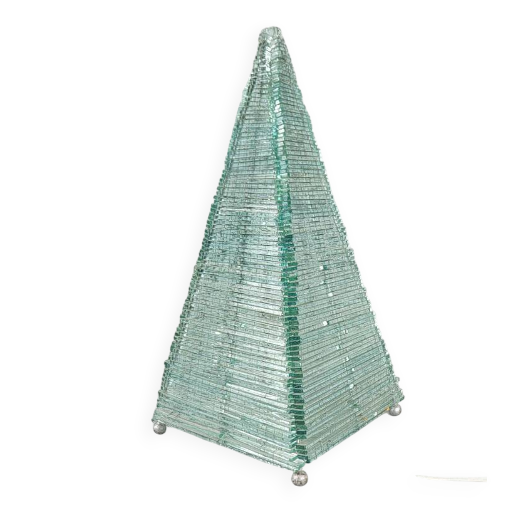 Sculptural pyramid table lamp, glass, France, 1970s.