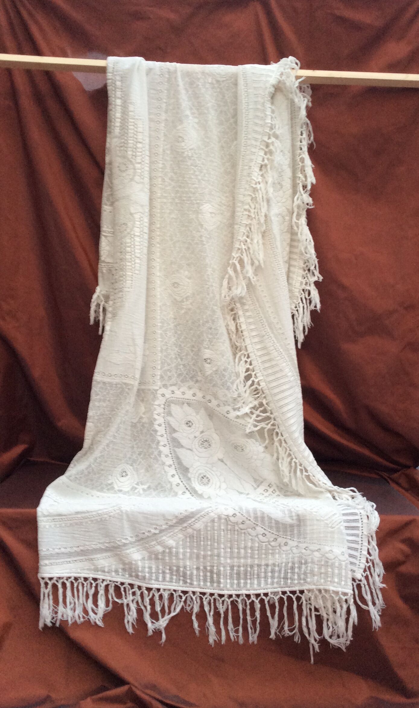 Old white lace tablecloth