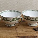 Set of cups and saucers, Sarreguemines porcelain, decoration "laurels"