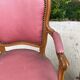 2 armchairs, Louis XV style in pinkish red silk