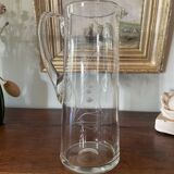 Blown crystal pitcher or carafe with floral motif and engraving
