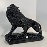 Polished Black Terracotta Lion Art Deco Italian, 1930s