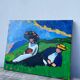Tableau huile sur toile campagne couple