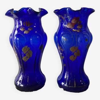 Paire de vases bleu cobalt