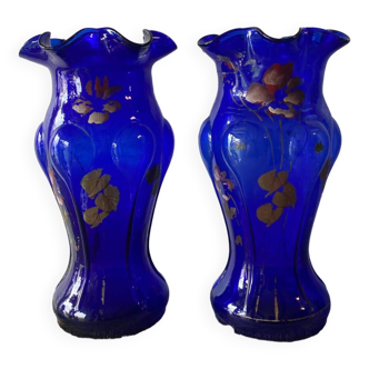 Pair of cobalt blue vases