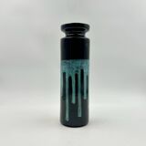 Vintage 60s Ceramic Italian Handmade Vase – Caruso Design Politi Recanati - Black Base with Turquois