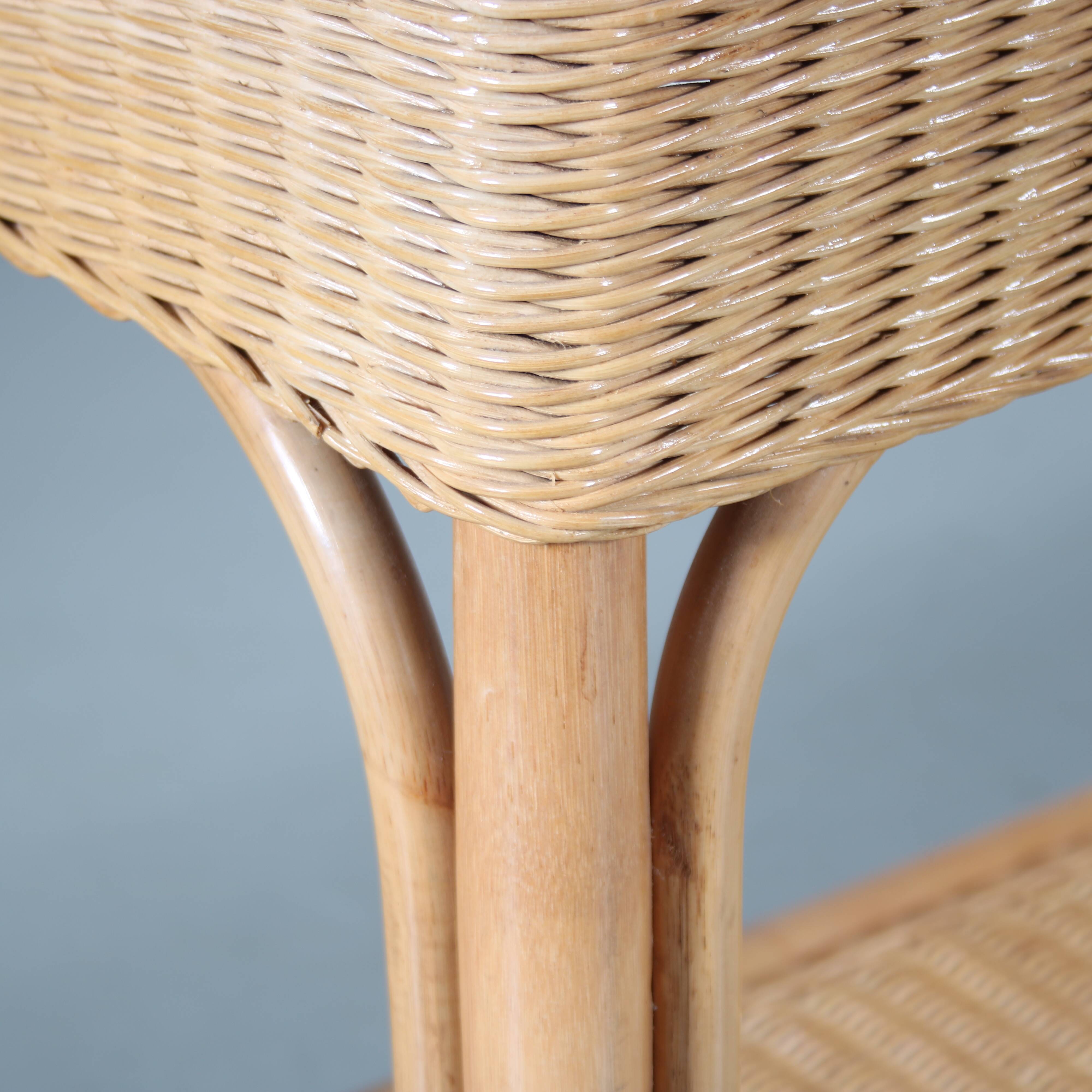 1970s Wicker with bamboo console table from italy
