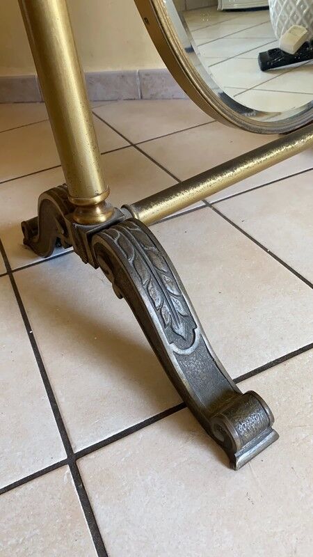 Golden brass psyche mirror