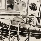 Watercolor port of Sanary-Sur-Mer