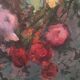 Large bouquet of roses, oil on wood panel, signed