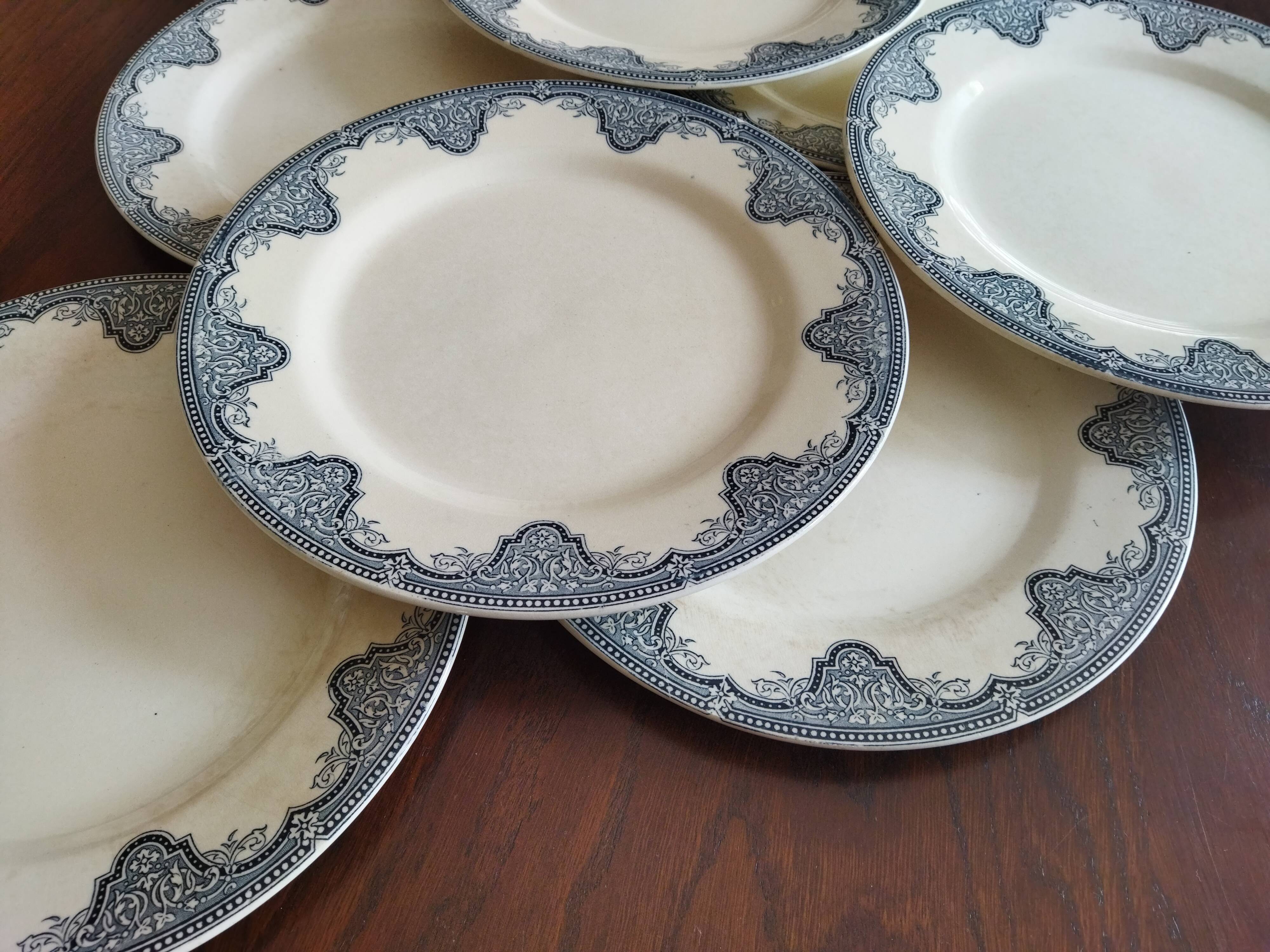 12 flat plates iron earth Salins, model Céline