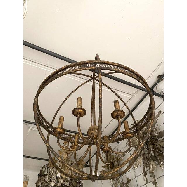 Contemporary Gold-Leaf and Clay Sphere Chandelier