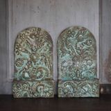 Pair of signed ceramic wall planters, pot cover