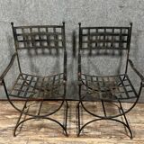 Paire de fauteuils curules style Néo classique en fer vers 1930