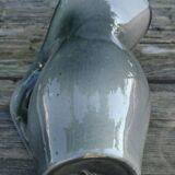 Pichet vase in earthenware of Blois Glazed Color Gray and Bordeaux