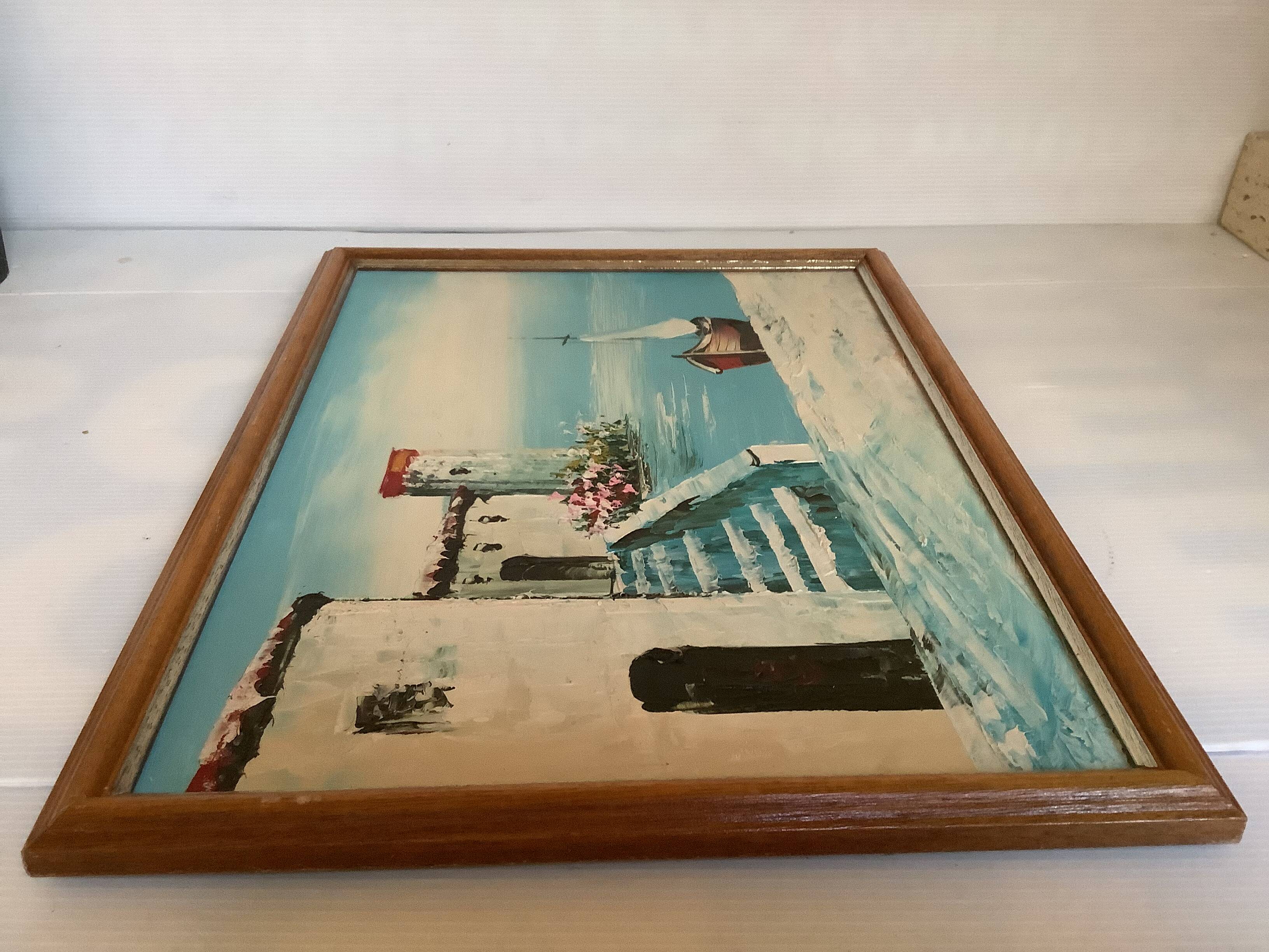 Seascape painting in oil on panel