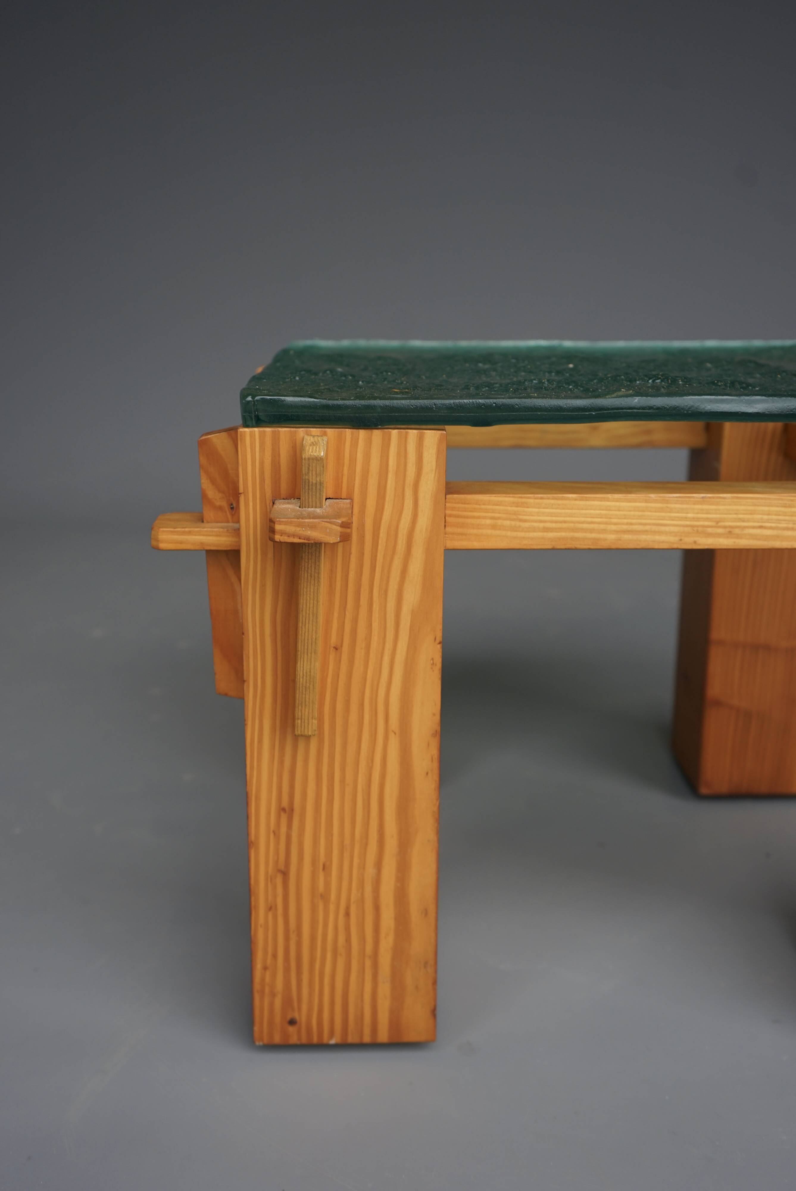 Vintage Pine Brutalist Coffee Table, 1970s