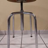 Tubular stool chrome adjustable seat in green formica