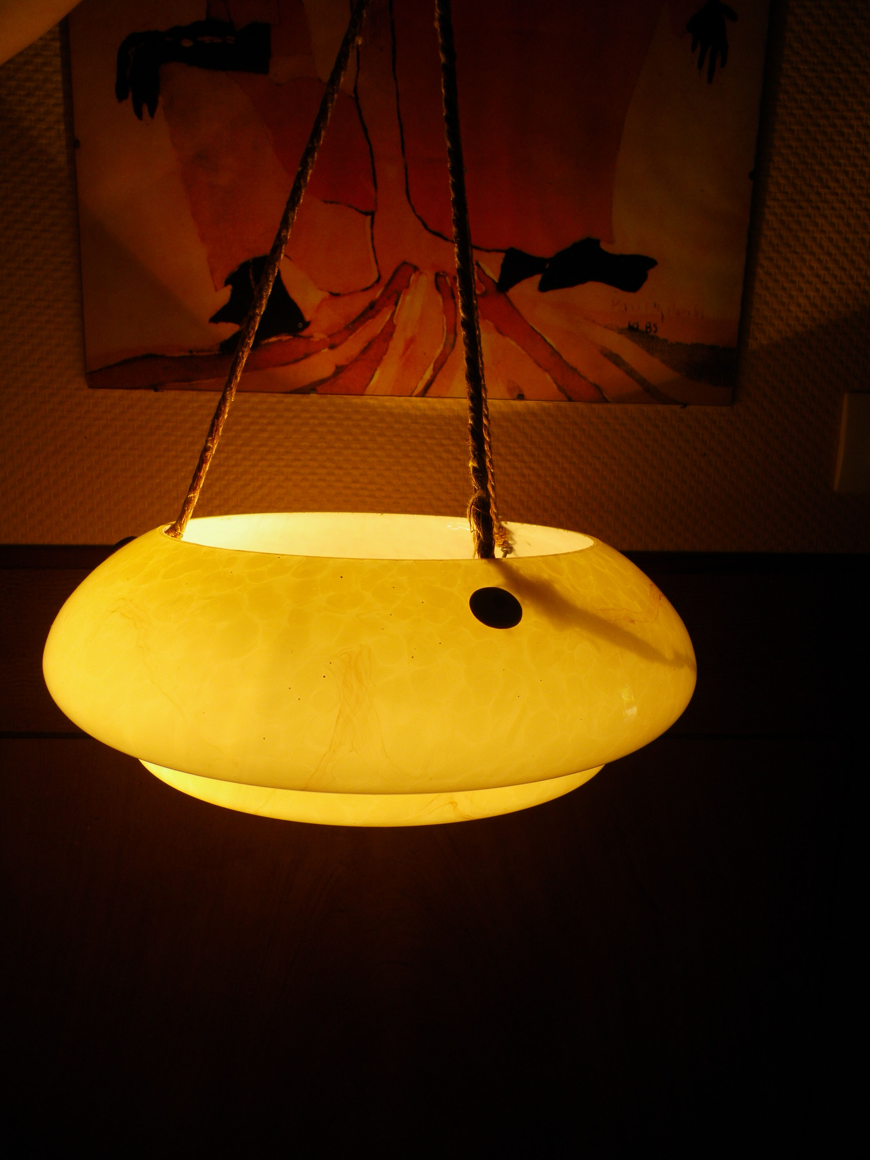 Hanging lamp in opaline, France, year 1950/1955