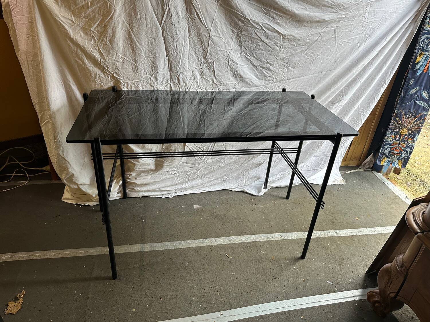 Metal and tinted glass desk