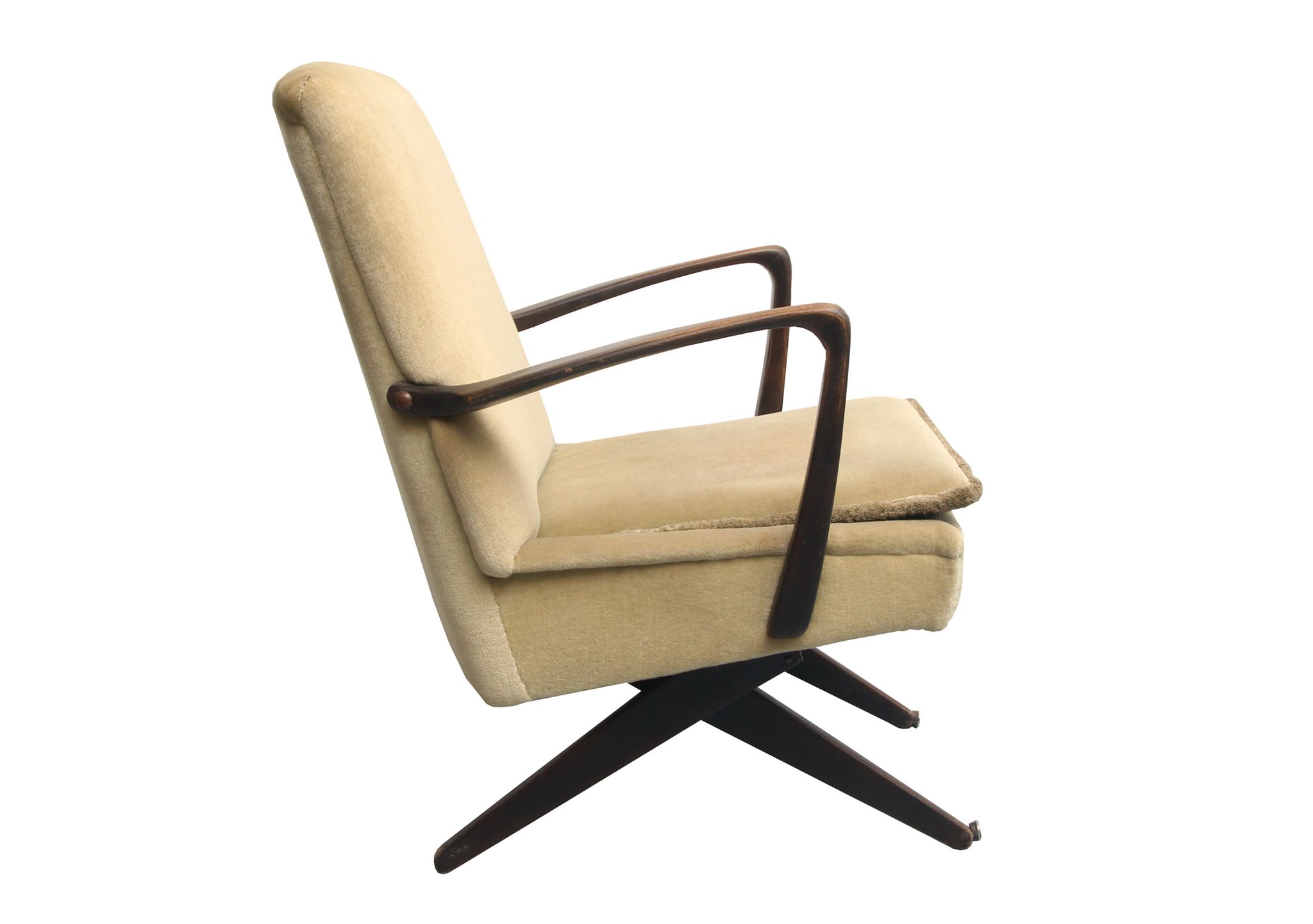 1950s scissor armchair in velvet