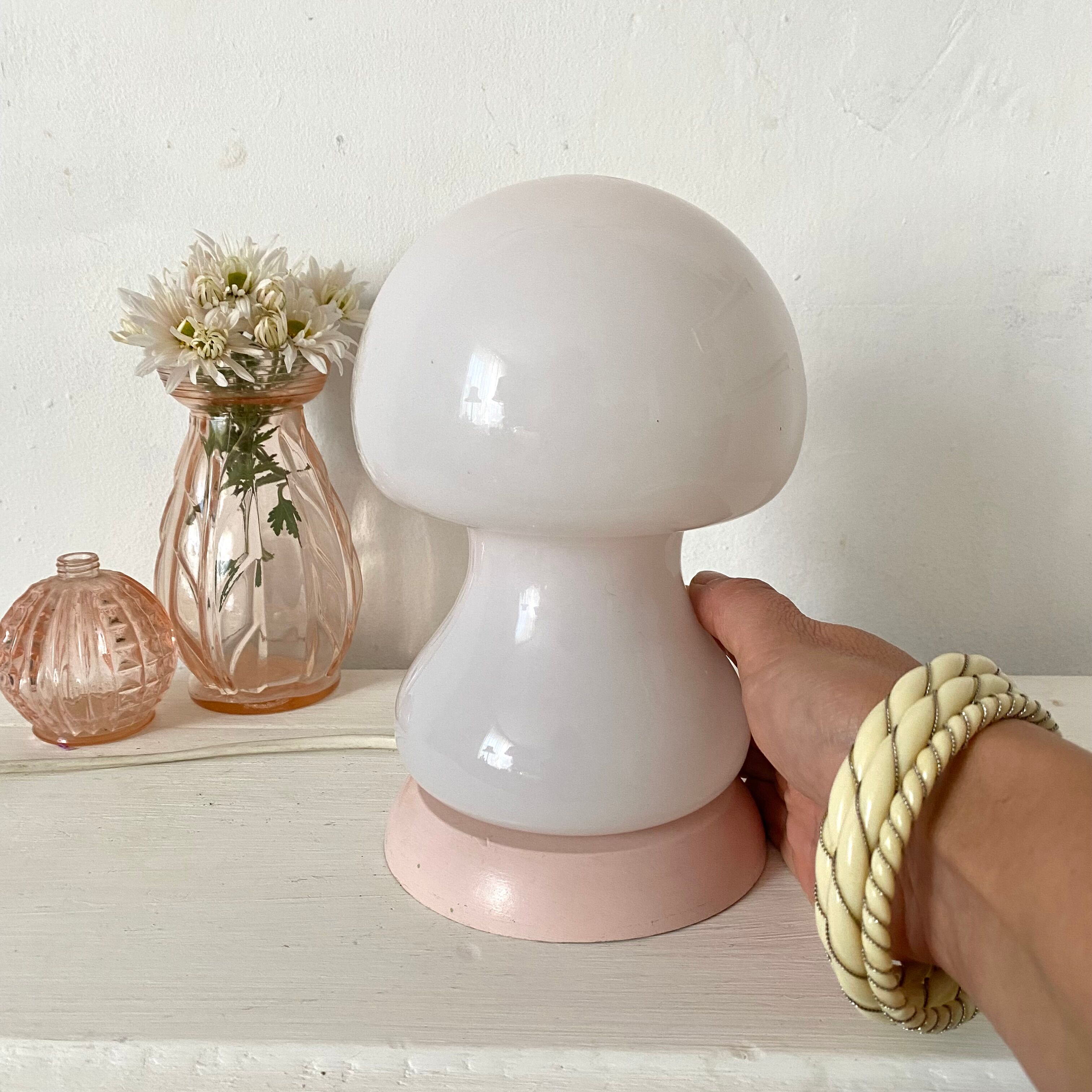 Vintage pink mushroom lamp