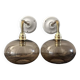 Pair of smoked glass wall lights