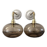 Pair of smoked glass wall lights