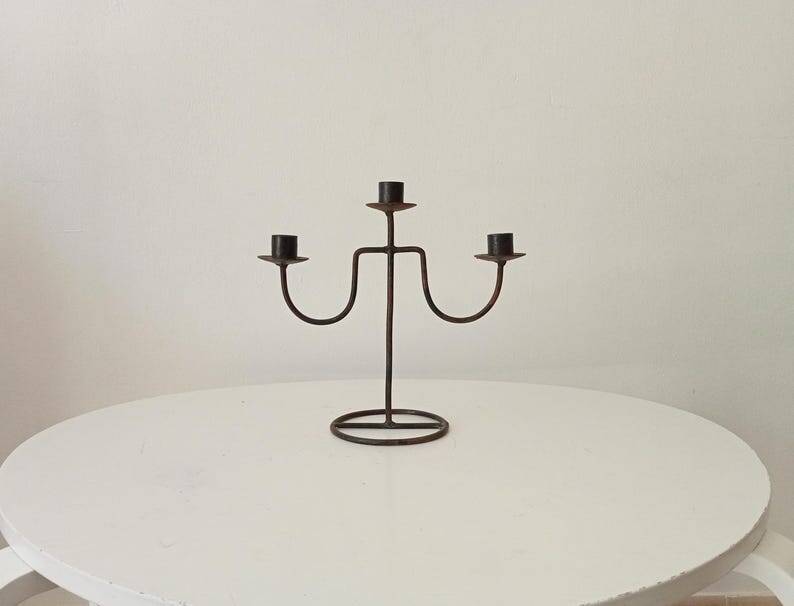Vintage brutalist chandelier in wrought iron