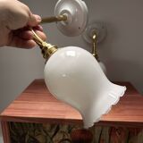 Pair of white opaline wall lights