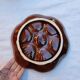 Ceramic oyster dish for 6 Barbotina handcrafted painted and enameled from Vallauris France 1970s
