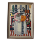 Composition moderne française, peinture à l'huile encadrée, années 1960